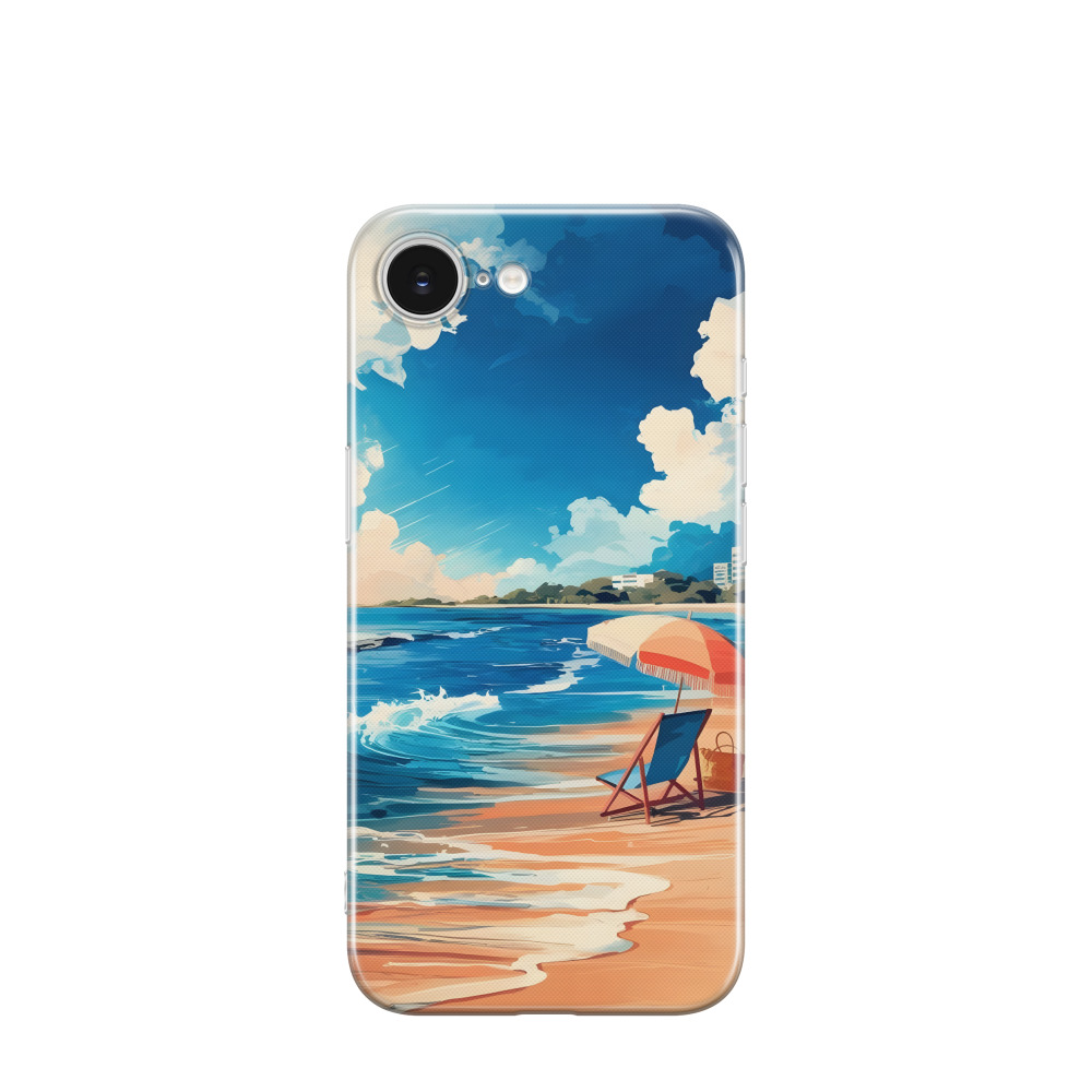 iPhone 16e Gummi Hülle Aquarell Sommer 2 - Blau