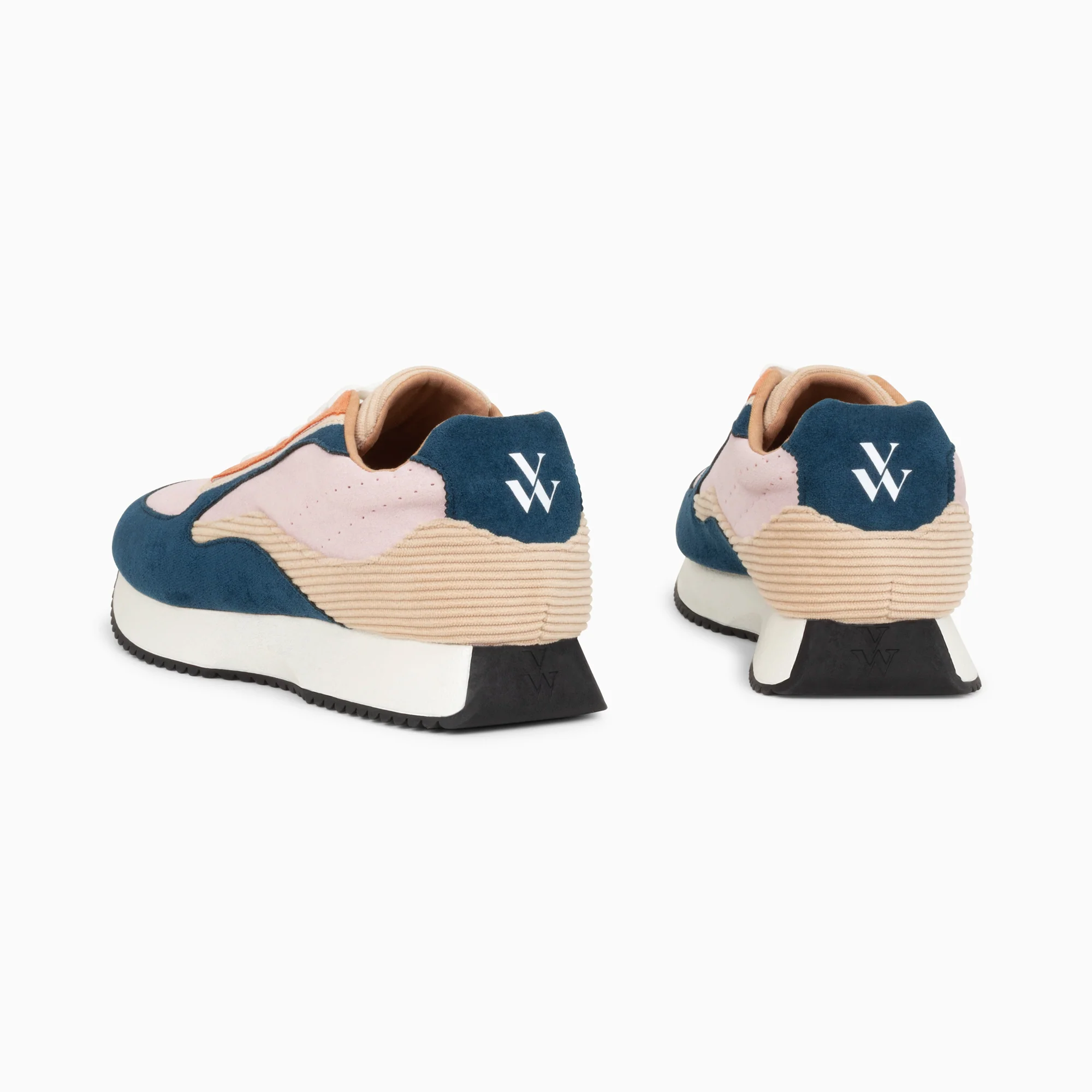 Sneakers-Baskets Pekka bleu et rose pâle à semelle running