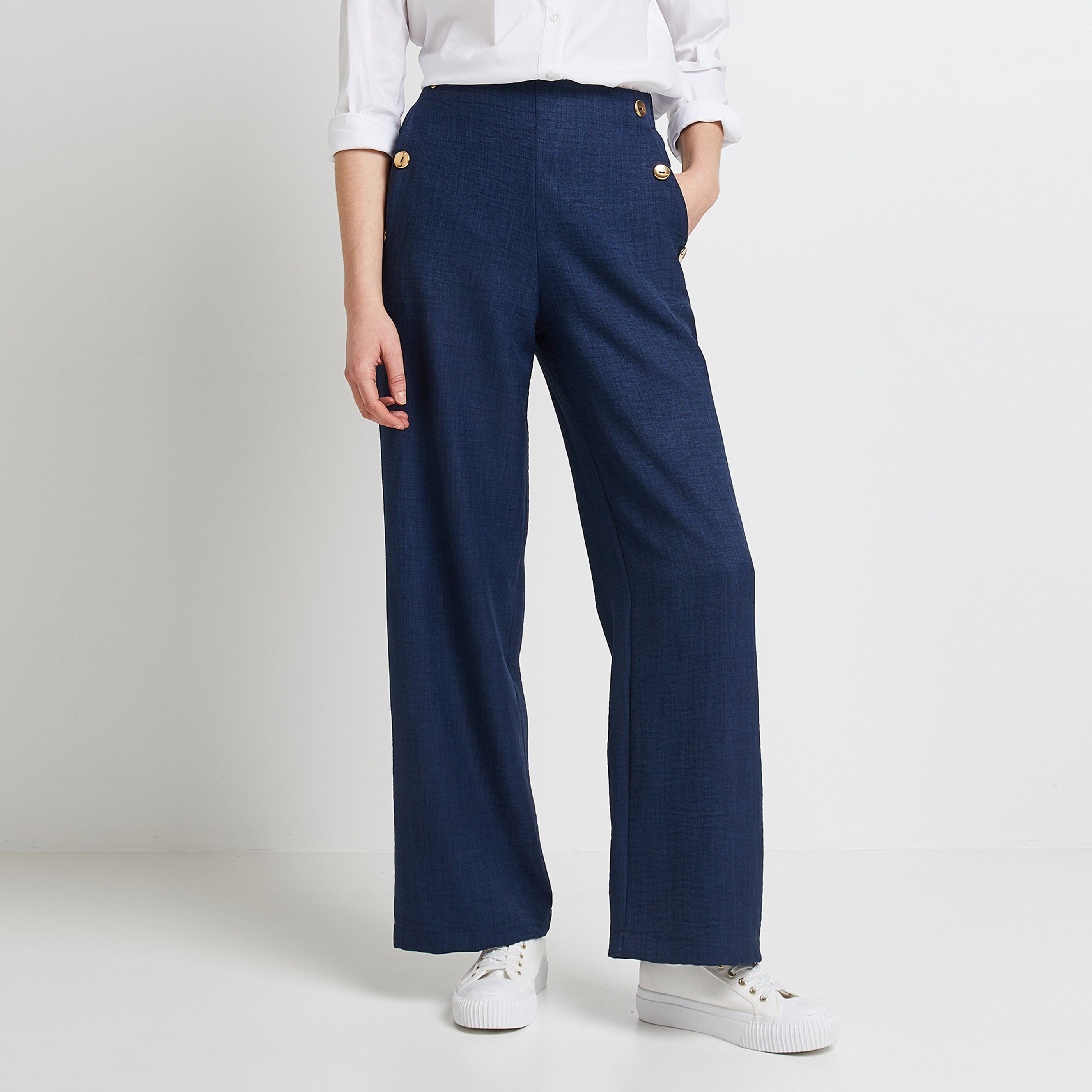 Pantalon large femme - MARINE