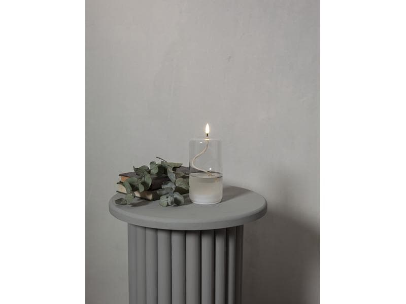 Star Trading LED-Kerze Flamme Float, Ø 8 x 17.5 cm, Transpa Künstliche Kerze mit beweglicher Flamme