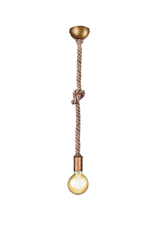 Retrofit Pendelleuchte Rope altmessingfarbig 12cm 150cm Metall Seil