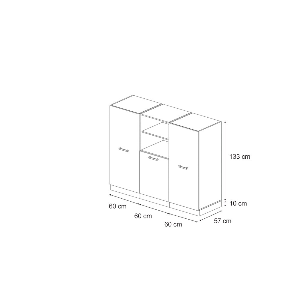 Vicco Küchenzeile R-Line Solid Eiche Blau Grau 180 cm modern Küchenschränke Küchenmöbel