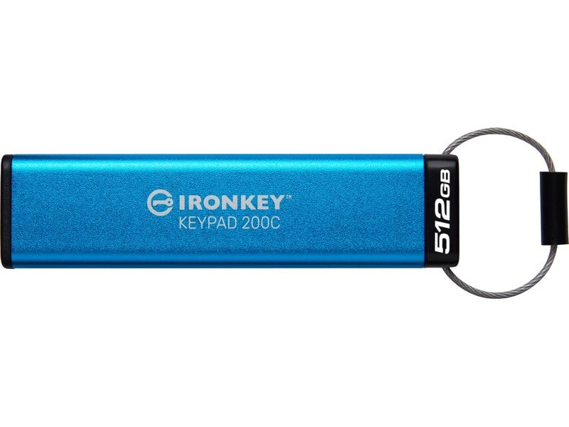 Kingston USB-Stick IronKey Keypad 200C 512 GB Verschlüsselter USB Typ-C Stick mit Tastatur