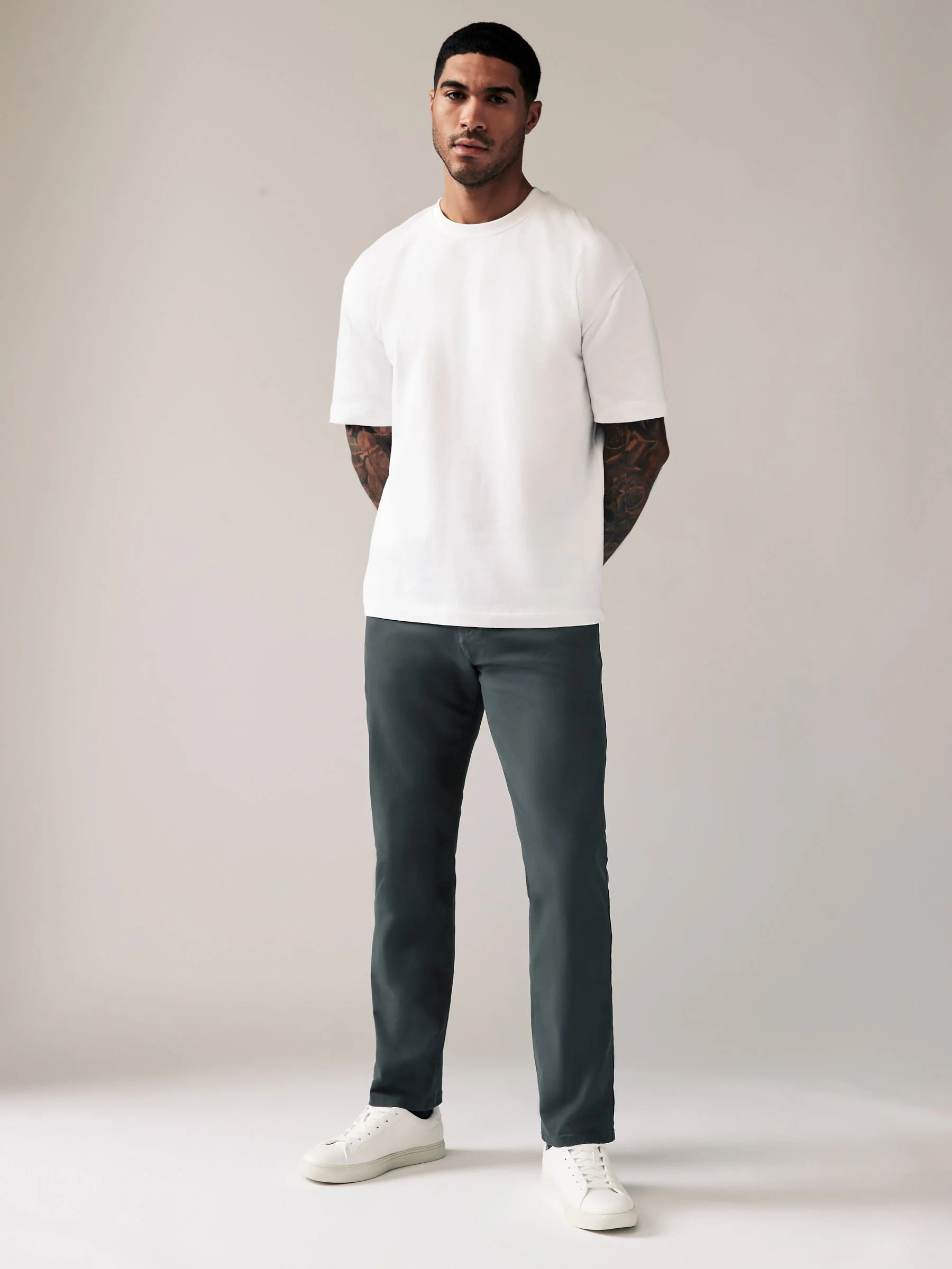 Antracietgrijs - Straight fit - Stretchy chino