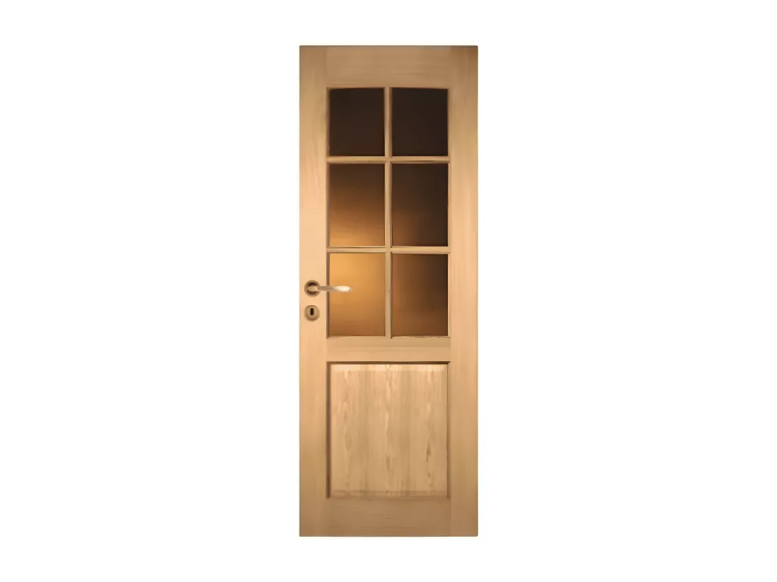 Porte nue, sans cadre, bois Chêne : 6 carreaux, Traverse droite, 73 cm à recouvrement