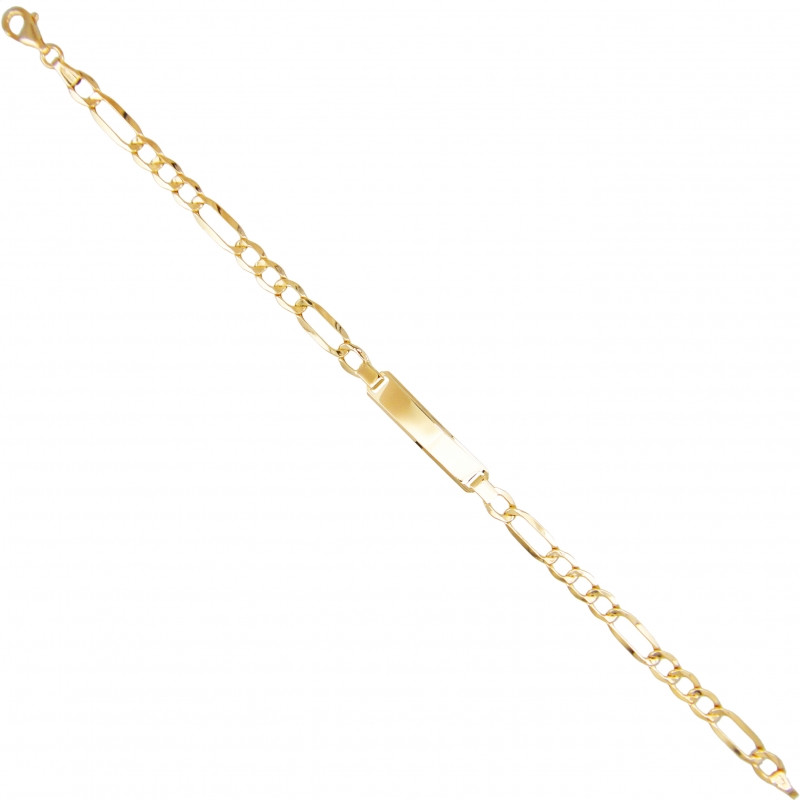 Bracelet Homme Maille Figaro Alternée 1 et 3 - Or Jaune - Personnalisable