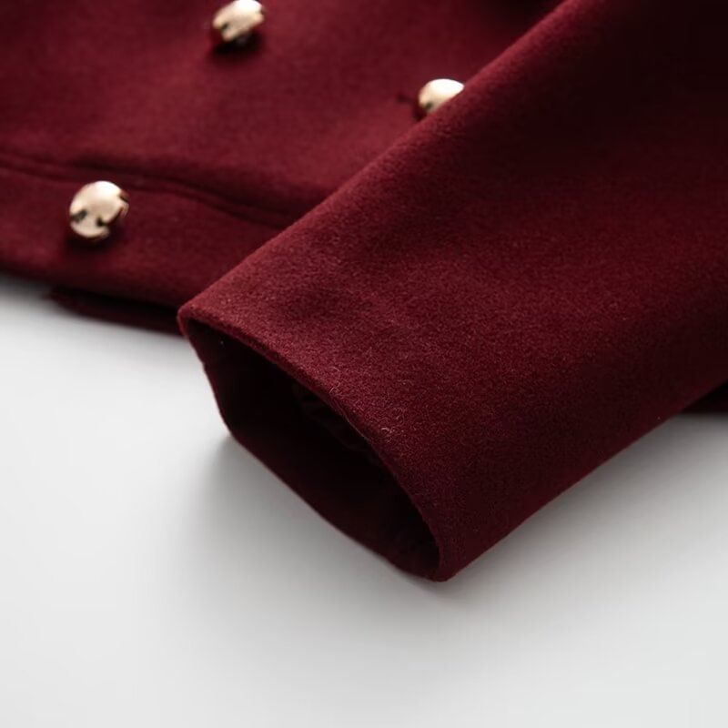 Avauntgardo - Dubbelrijs effen cropped jasje met kraag