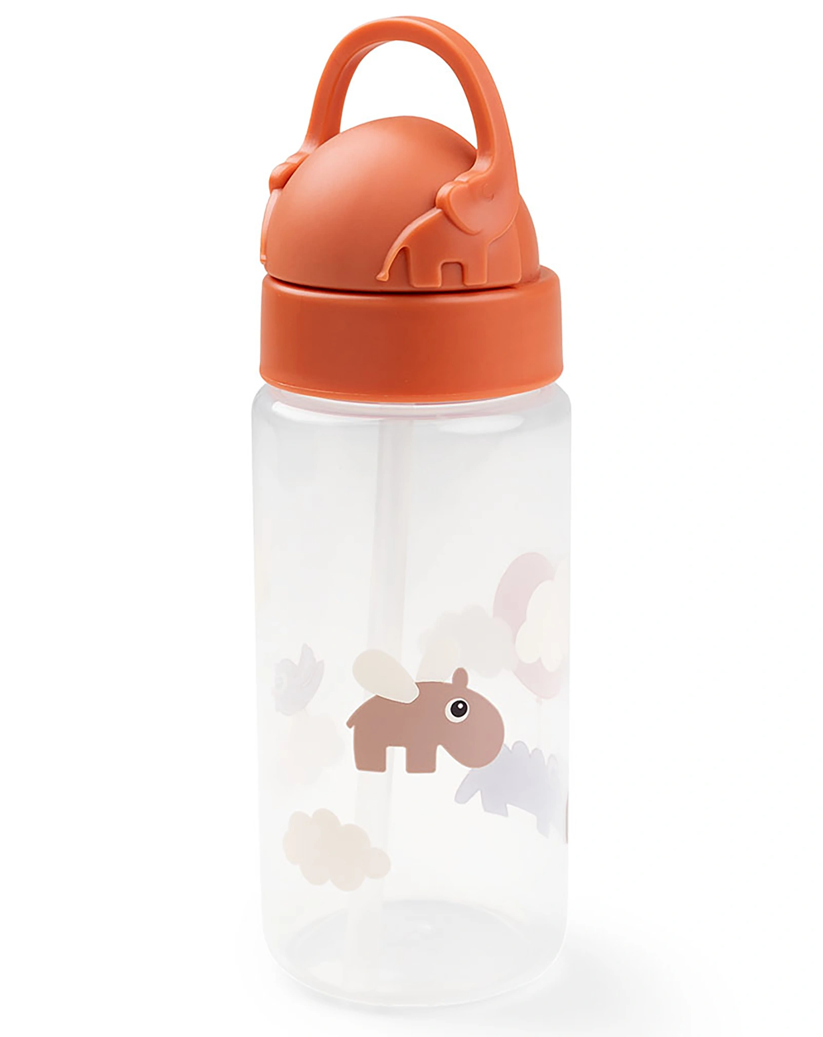 Trinkflasche HAPPY CLOUDS (350ml) mit Trinkhalm in papaya