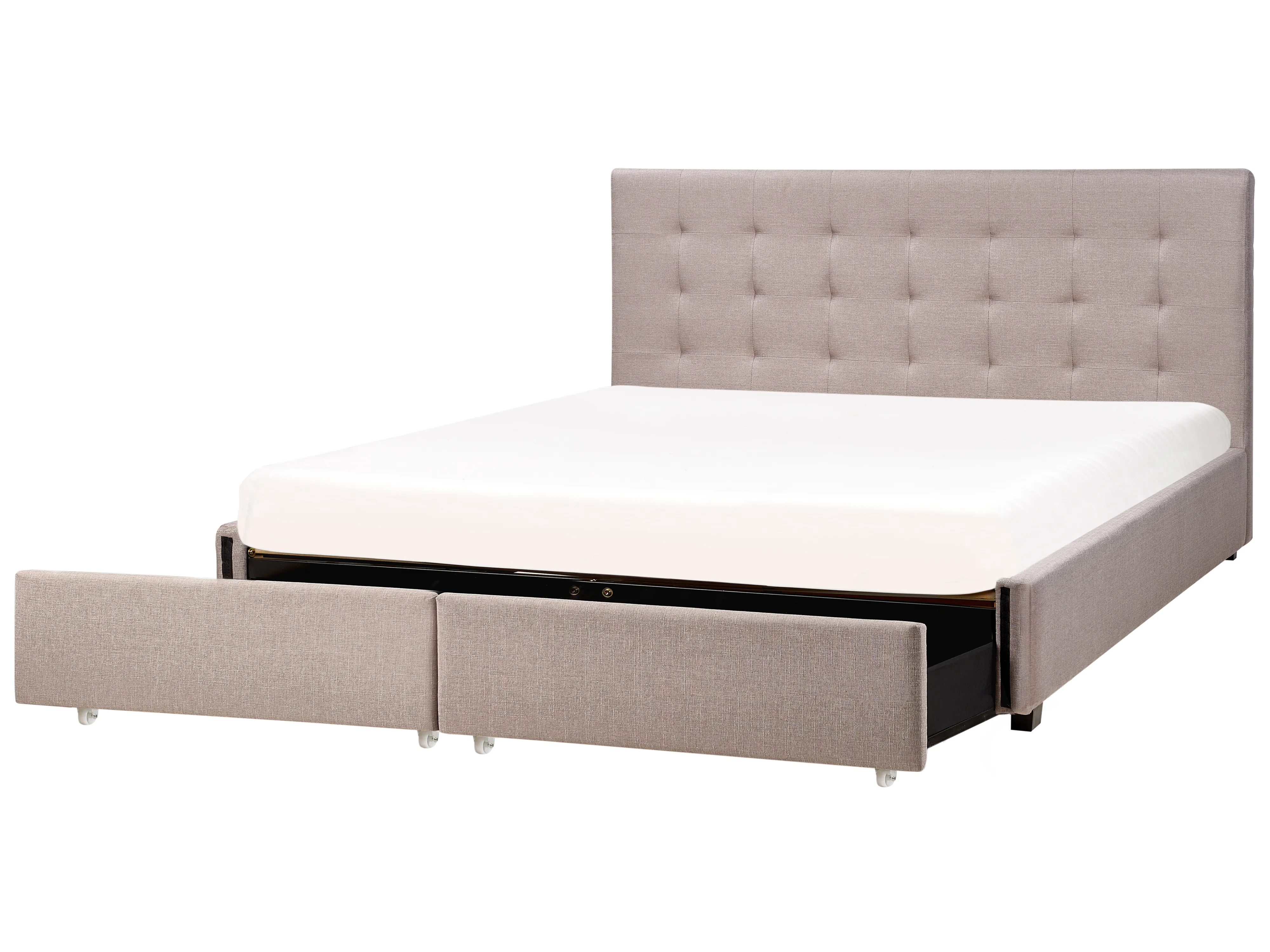 Bed met opbergladen Stof LA ROCHELLE 180 x 200 cm Lichtgrijs
