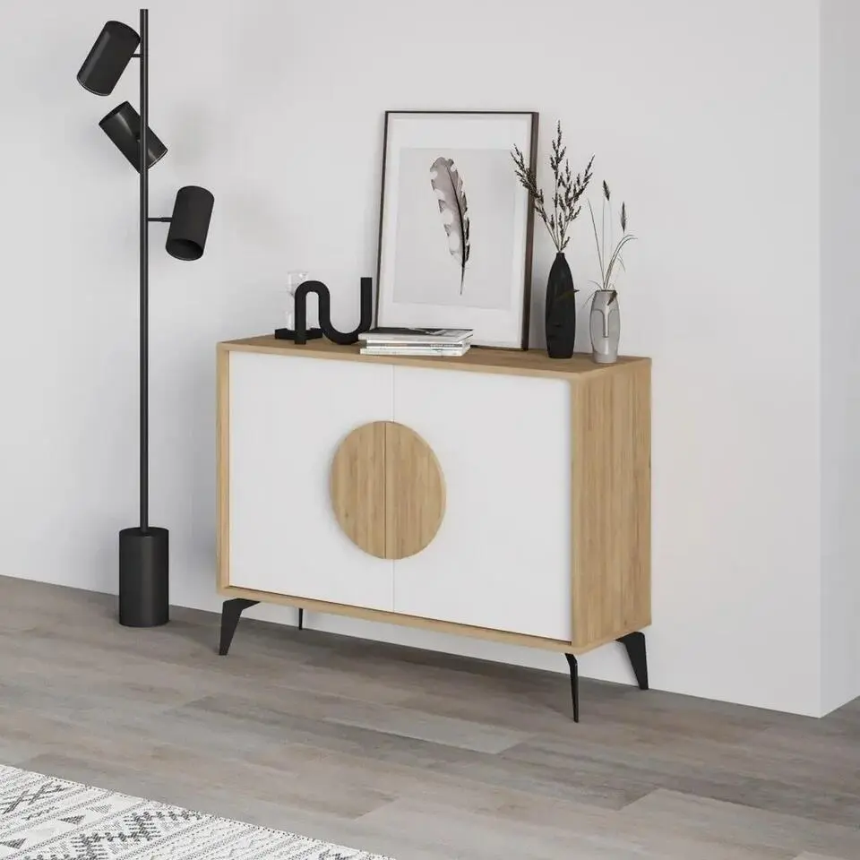 CALICOSY - Dressoir VAE - Licht eiken / wit - 82x110x40 cm