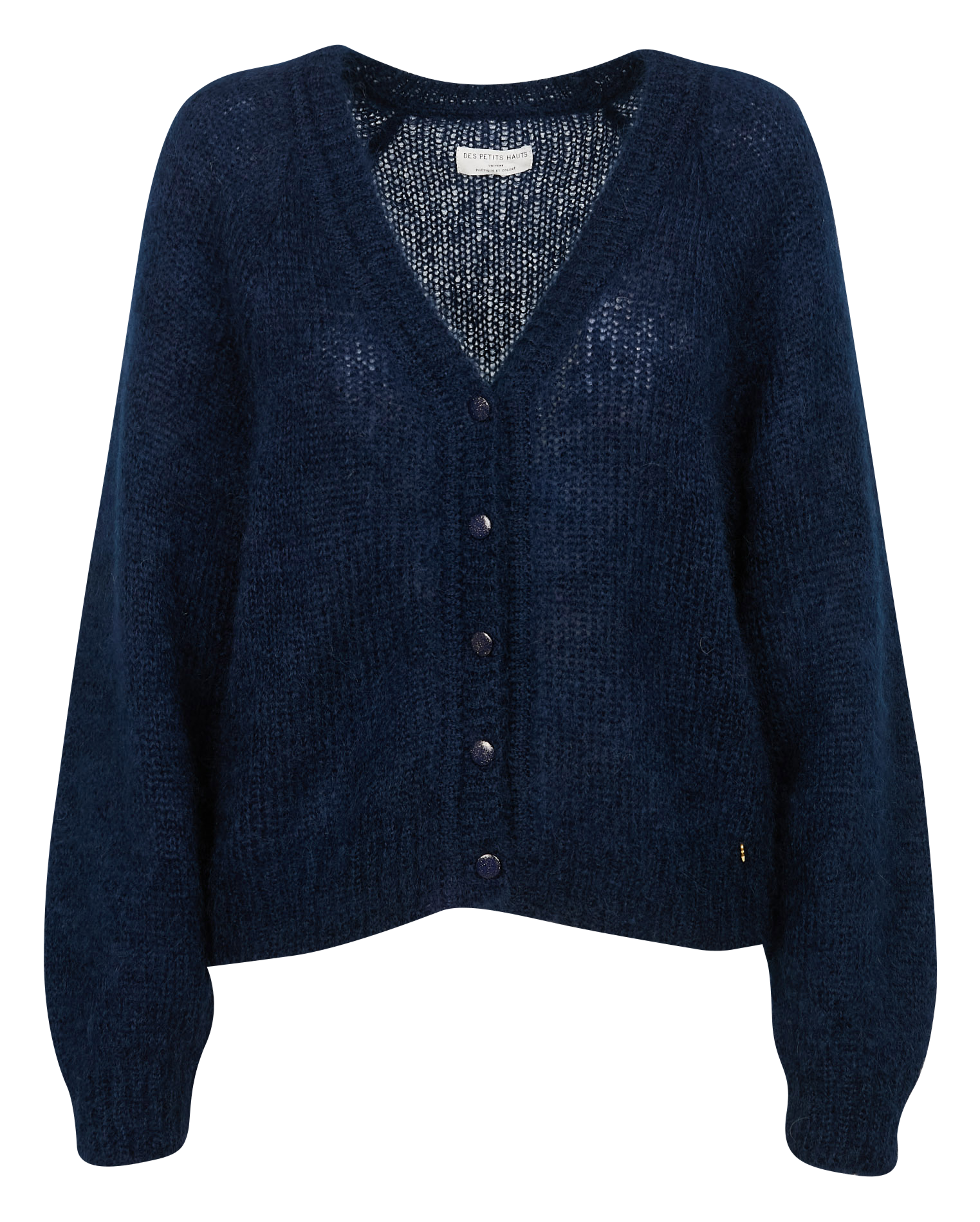 CHALOHA - Gilet col V en laine mélangée | Bleu