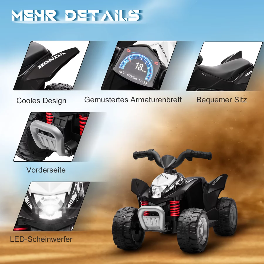 AIYAPLAY Kinderquad mit LED schwarz