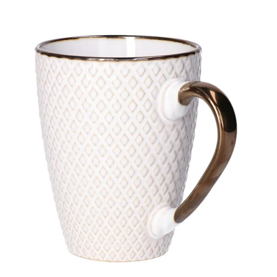 Secret de Gourmet Koffiemok Harlekijn - 1x - Keramiek - wit/goud