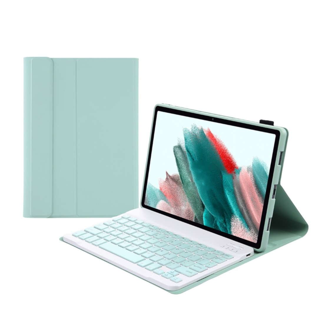 Samsung Galaxy Tab A8 10.5 (2021) Leder Tasche Magnet Bluetooth Tastatur Abnehmbar (QWERTY) - Türkis