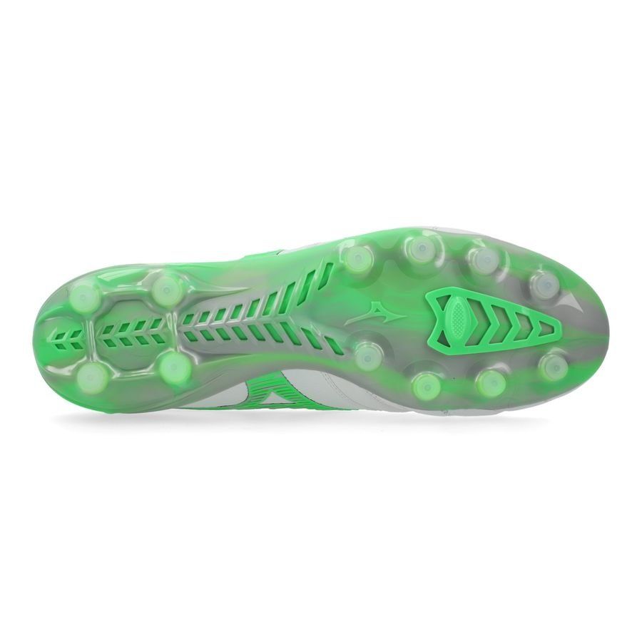 Mizuno Morelia Neo IV Beta Made in Japan FG/AG Frontier - Blanc/Vert Néon/Cool Gray