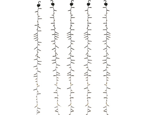 Lafiora lichtsnoer, set van 5, in de vorm van een wijnrank, elk met 96 LED's, warm wit licht, inclusief timer en dimmer.