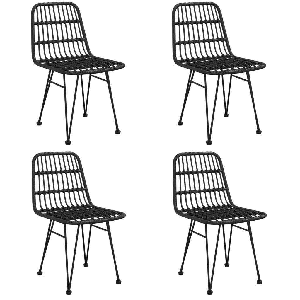 Mobilier à dîner de jardin 5 pièces noir résine tressée