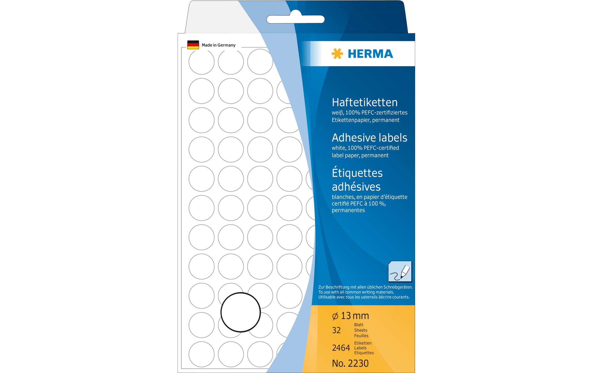 Vielzweck-Etiketten 2230 Ø 13 mm, 32 Blatt, WeissUniversal-Etiketten ideal für schnelle Notizen