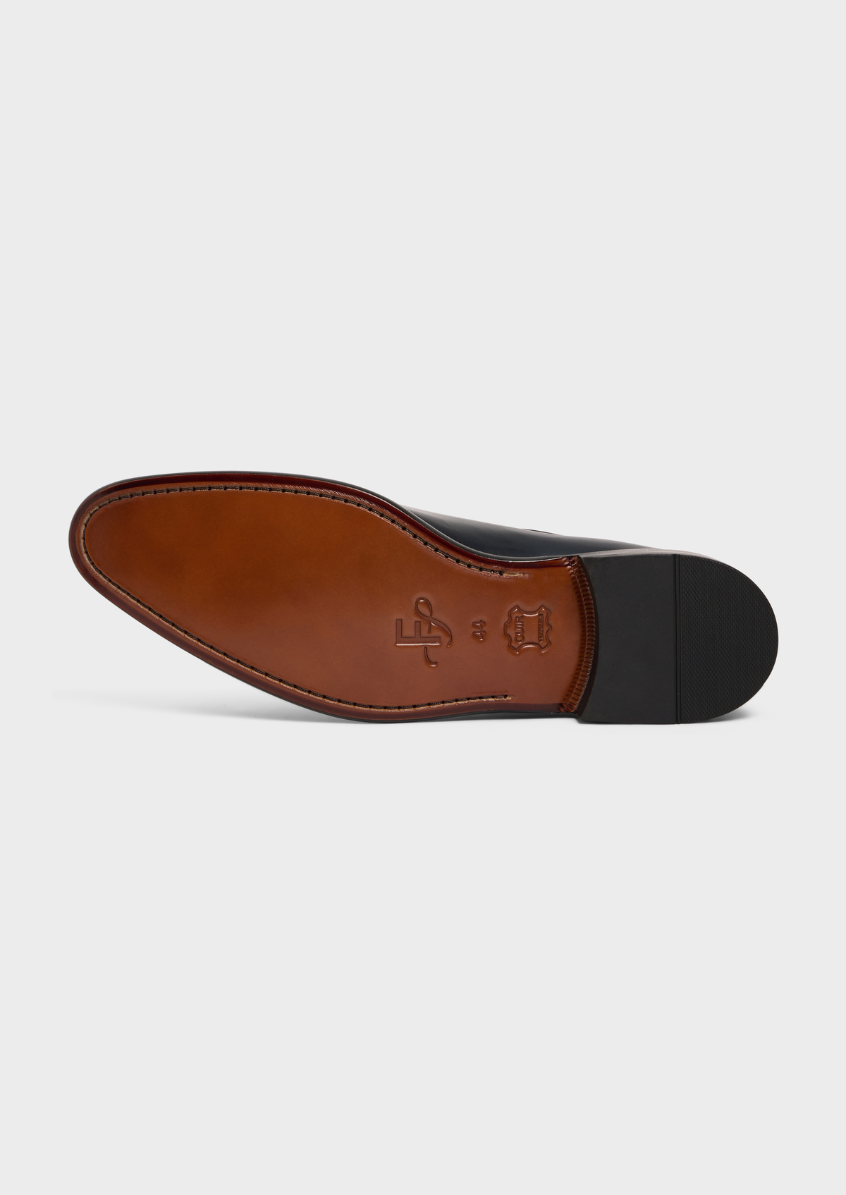 Richelieus en cuir lisse bleu marine