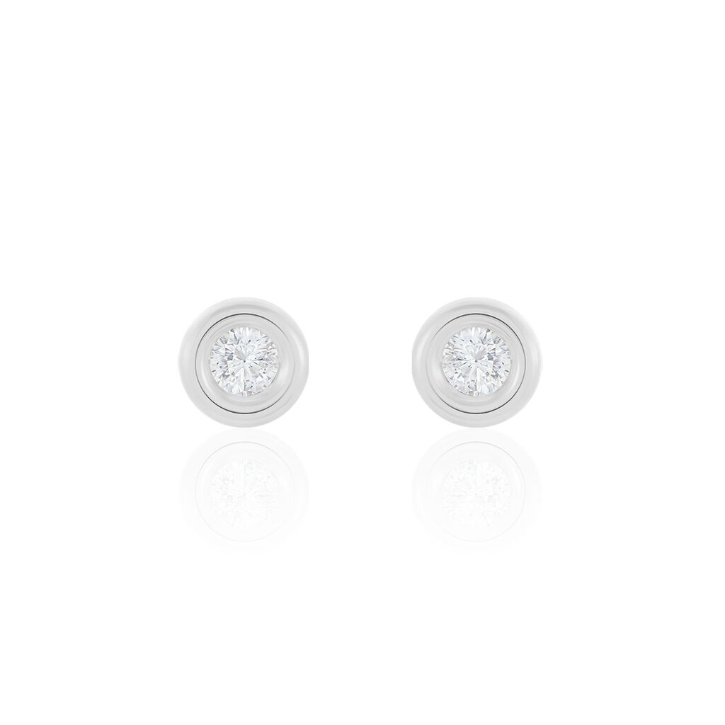 Boucles D'oreilles Puces Eden Serti Pneu Or Blanc Oxyde De Zirconium