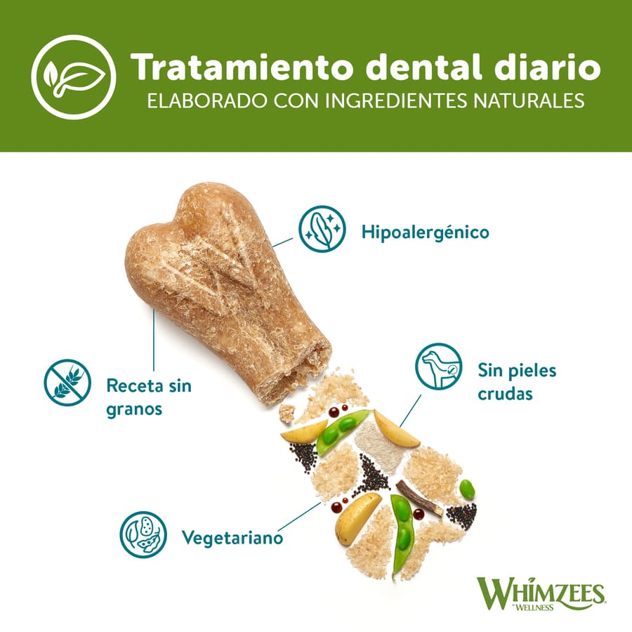 Petiscos dentais em formato de osso Whimzees para cães