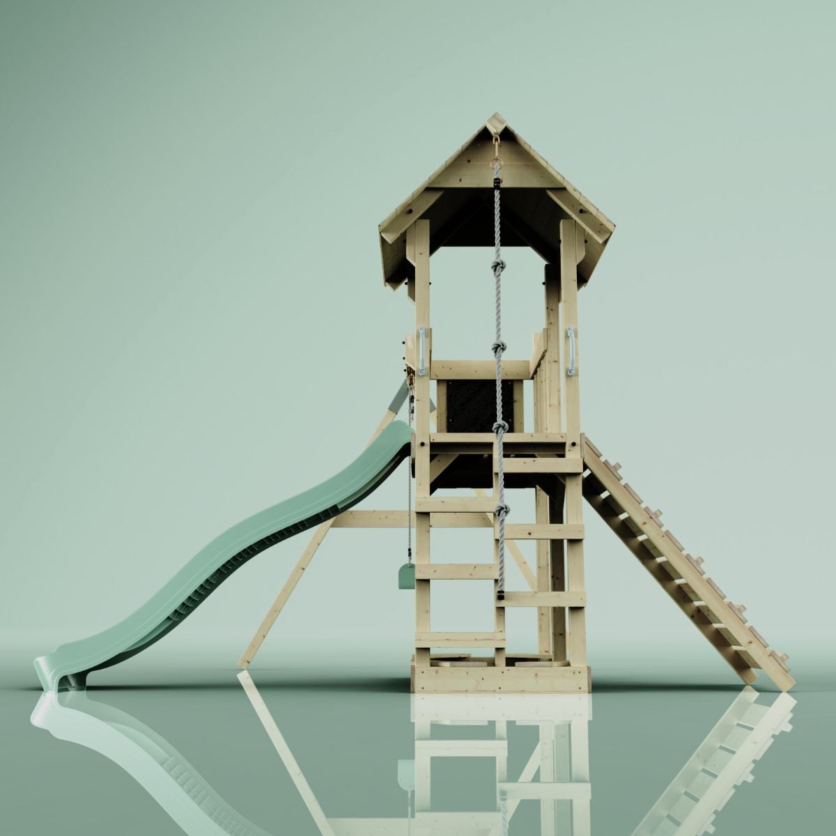 PolarPlay Bergen houten speeltoren in de kleur groen