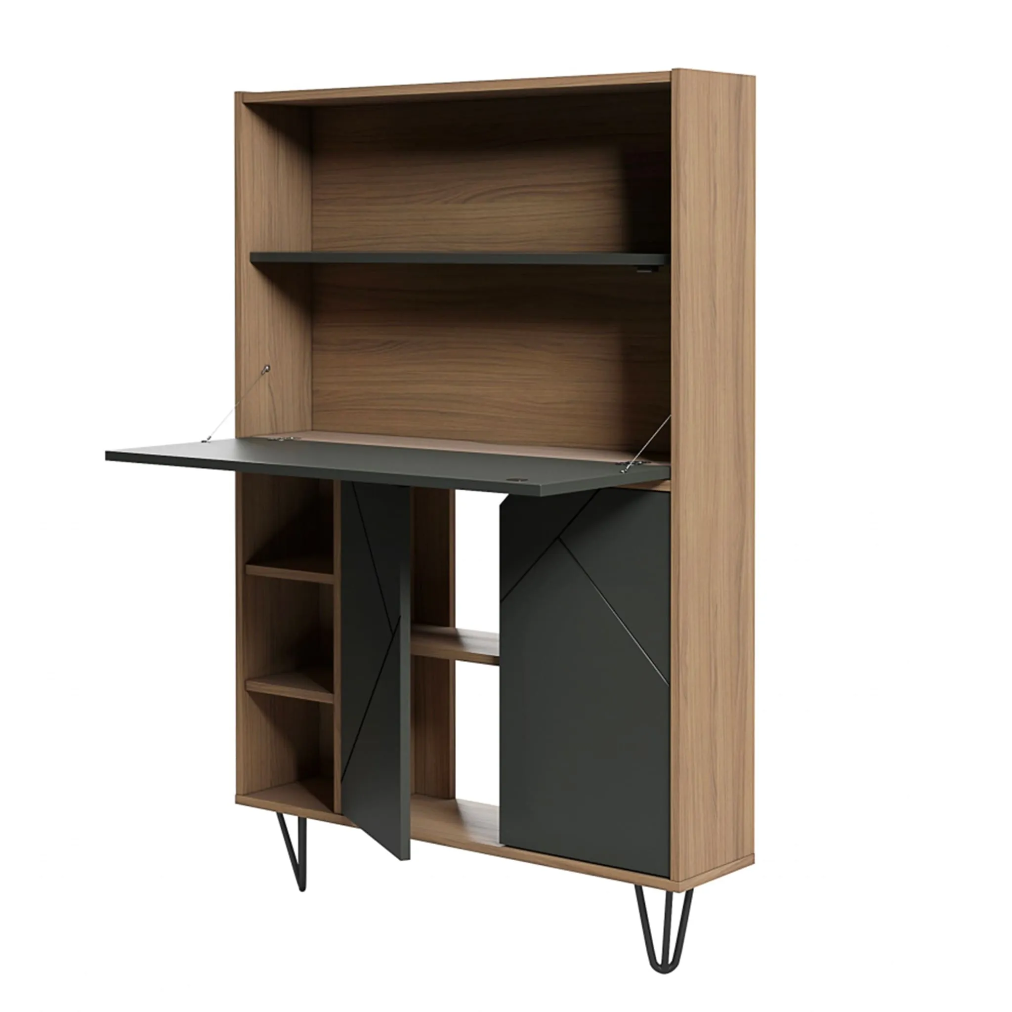 Nexera Bureau Mural Slim - Noyer  Noir