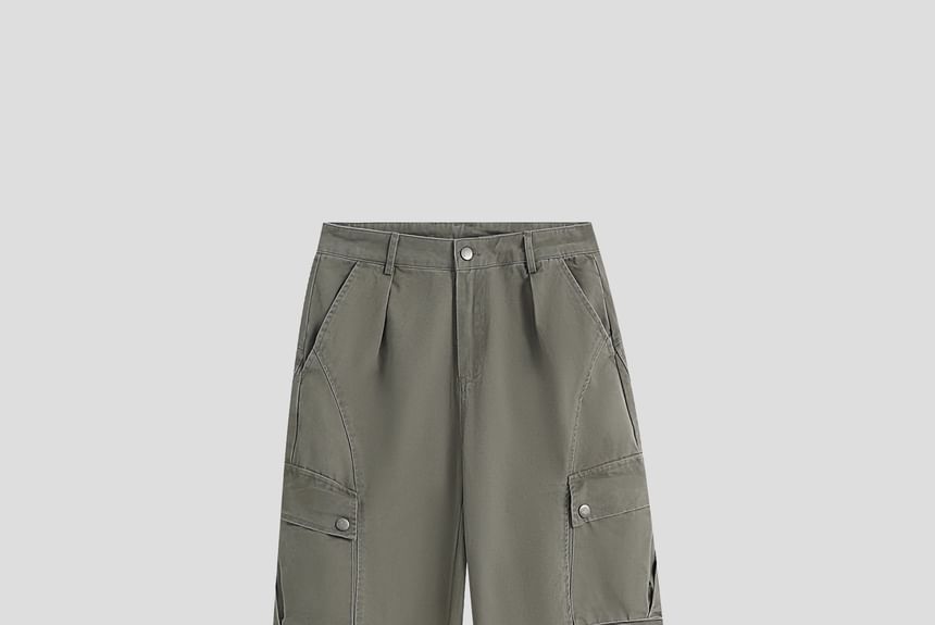 INStudio - Matching cargobroek met rechte pijpen en effen taille, halfhoge taille