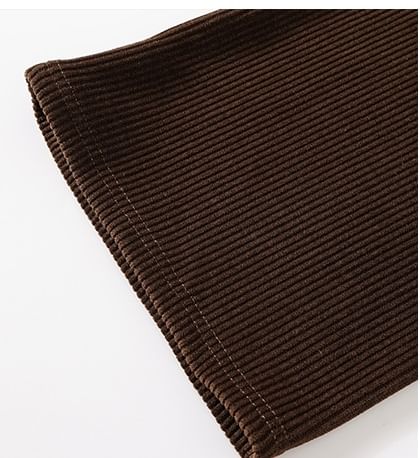 evanesce - Corduroy hoge taille elastische taille rib wijde pijpen broek