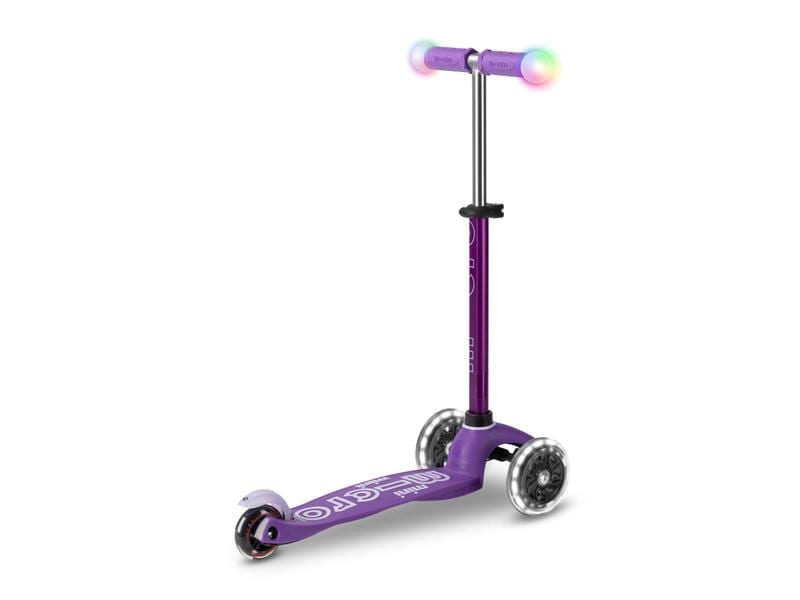 Micro Mobility Kickboard Mini Deluxe Magic Purple, LED Magischer Fahrspass auf drei Rädern – Violett