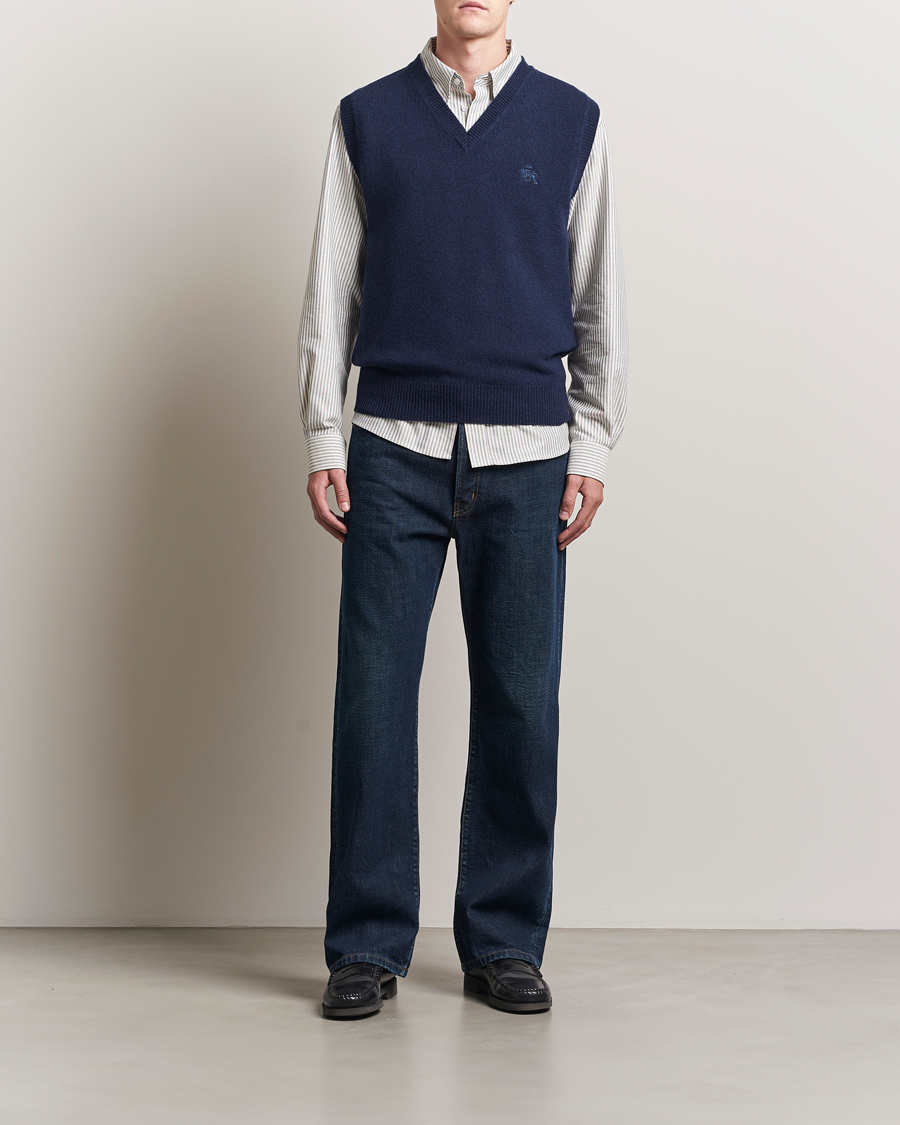 Baracuta Shetland Virgin Wool Vest Navy