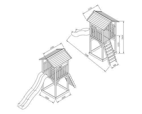 AXI Beach Tower speeltoren, hout, grijs