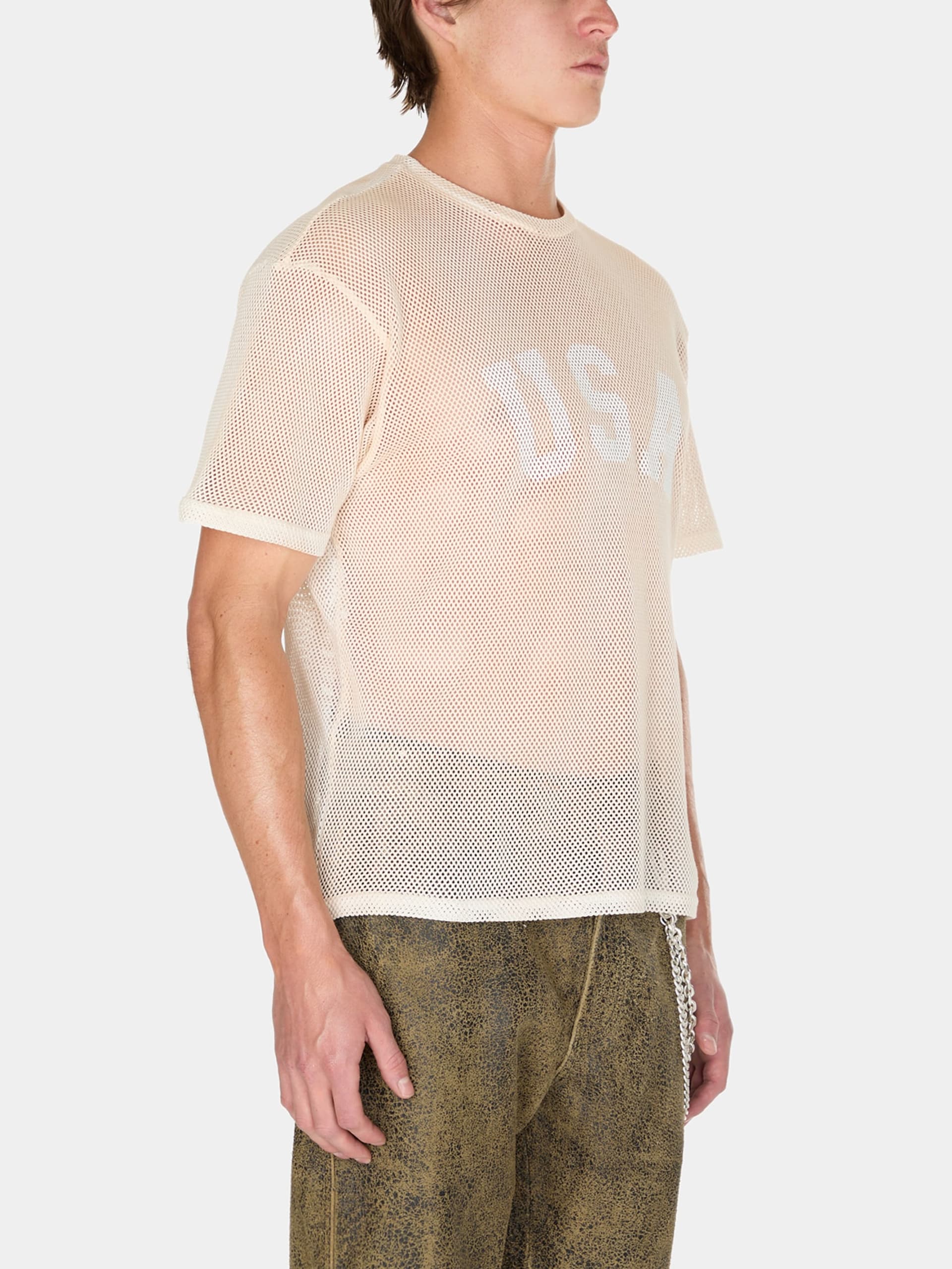 camiseta de malha aberta