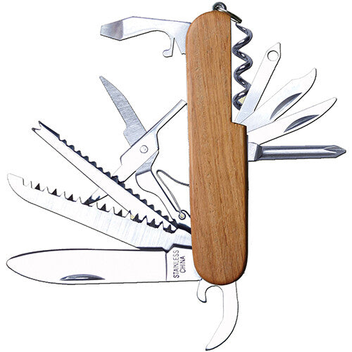 Kids at work zakmes met 12 functies - naturel hout