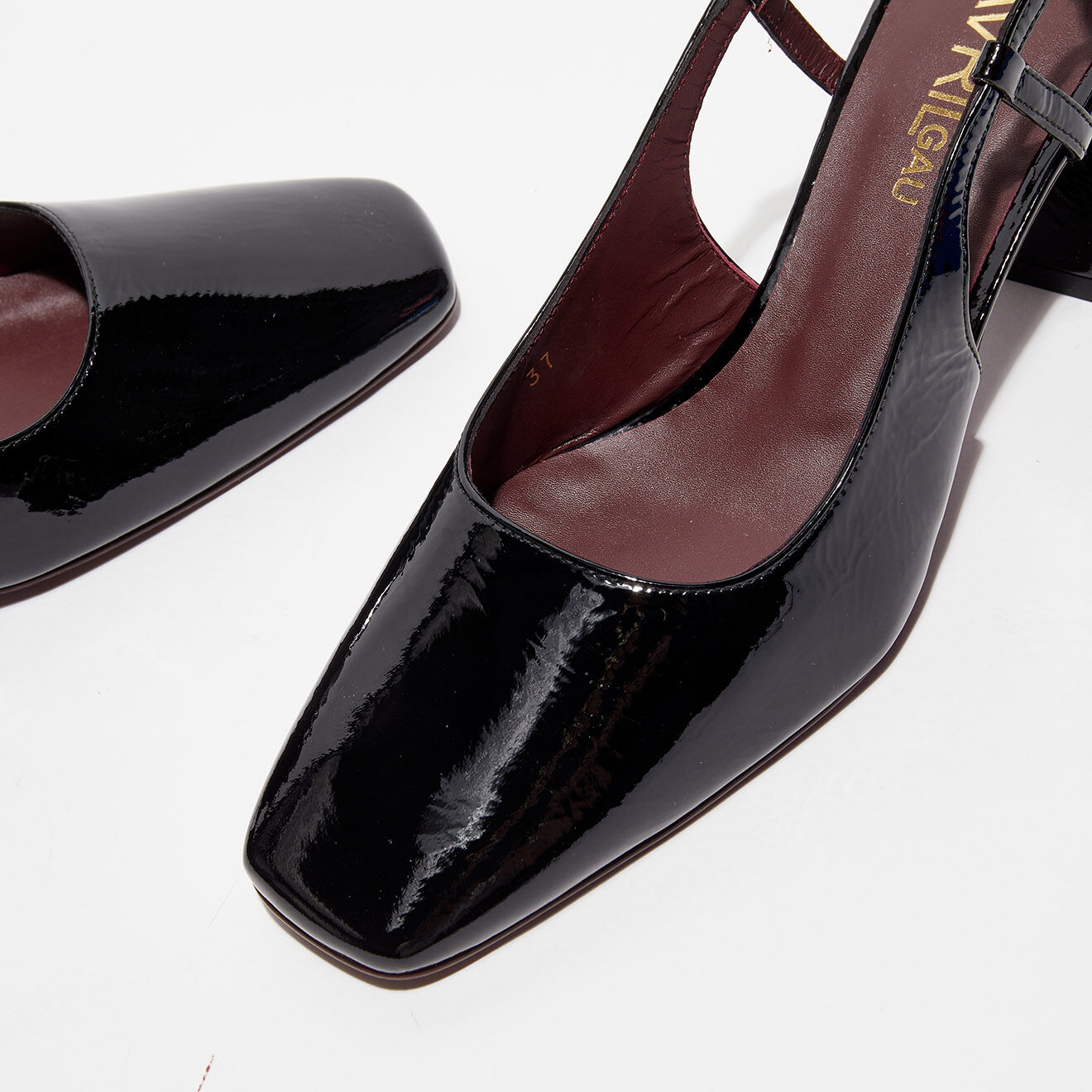 Avril Gau Slingbacks en Cuir verni Ning noires - Talon 6 cm