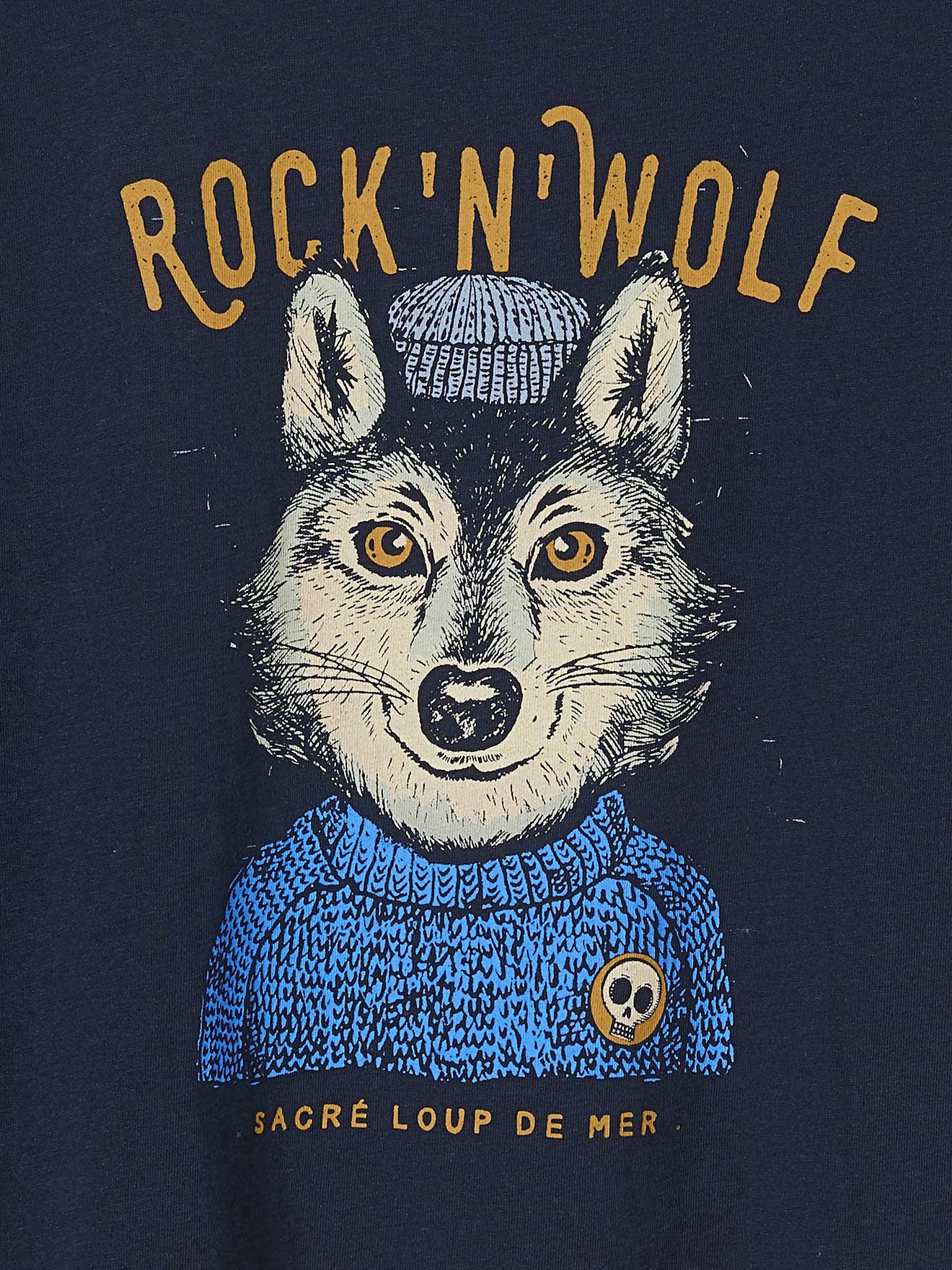 Camiseta azul marinho com estampa de lobo-marinho para meninos