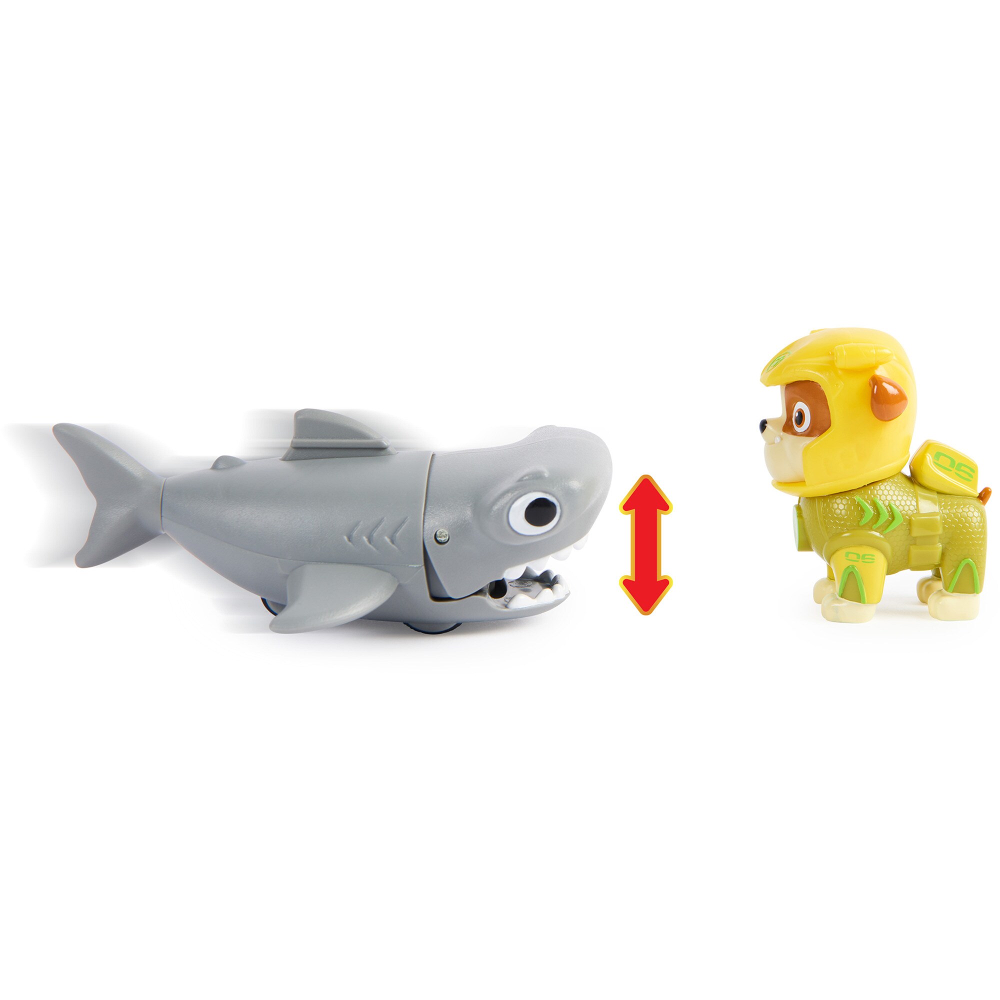Spin Master Spielfigur Paw Patrol Aqua Pups - Hero Pups-Set mit Rubble-Welpenfigur und Hammerhai-Figur