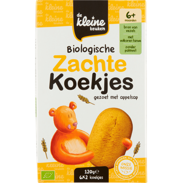De Kleine Keuken Biologische Zachte Koekjes Gezoet met Appelsap 6+ Maanden 6 x 2 Stuks 120 g