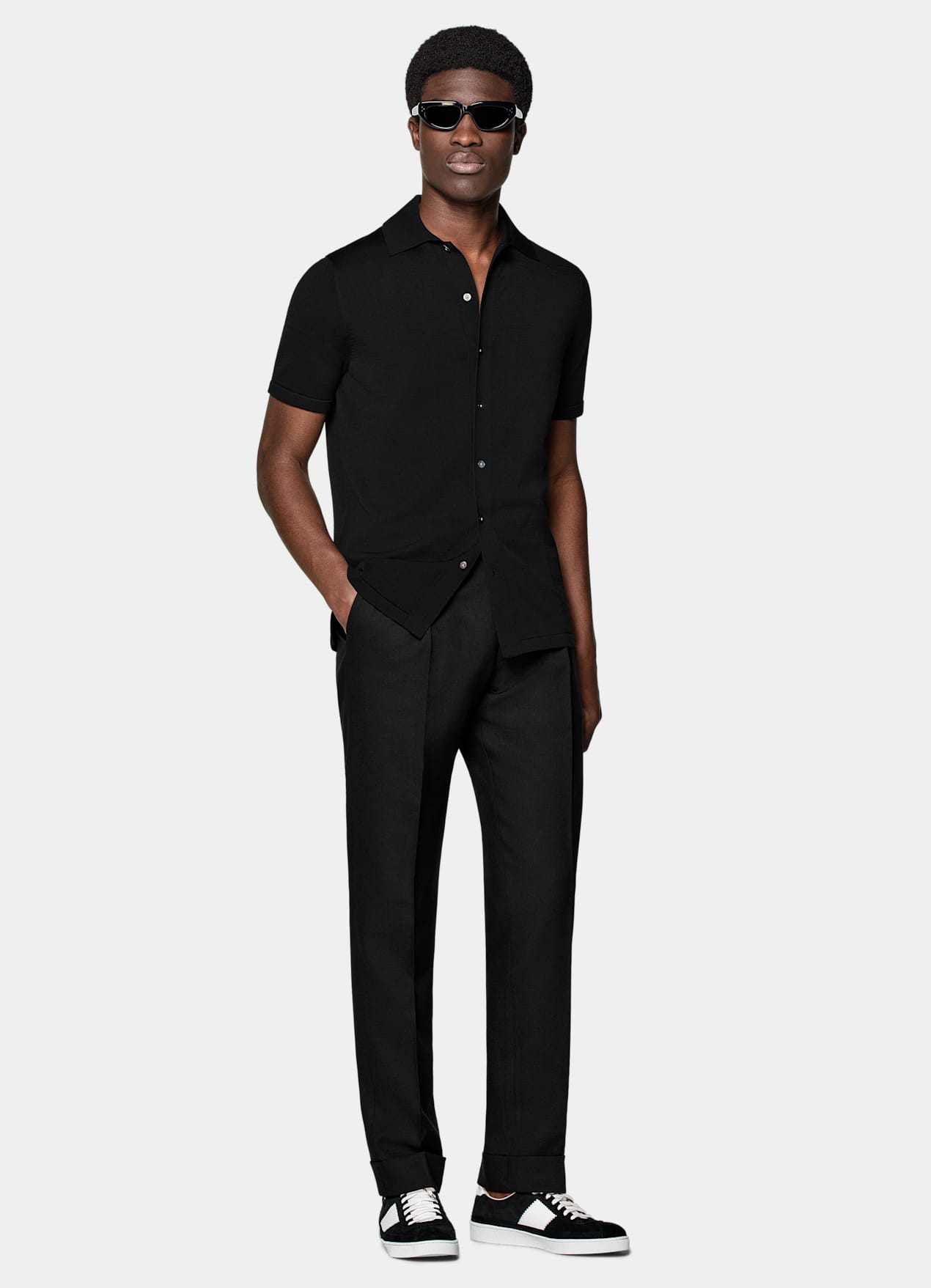 Cardigan à col polo noir