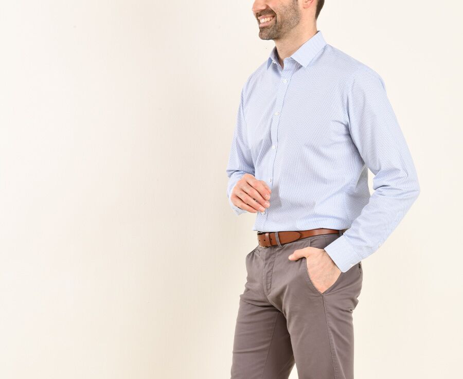 Chemise coton blanche imprimée poissons bleus - SIMION