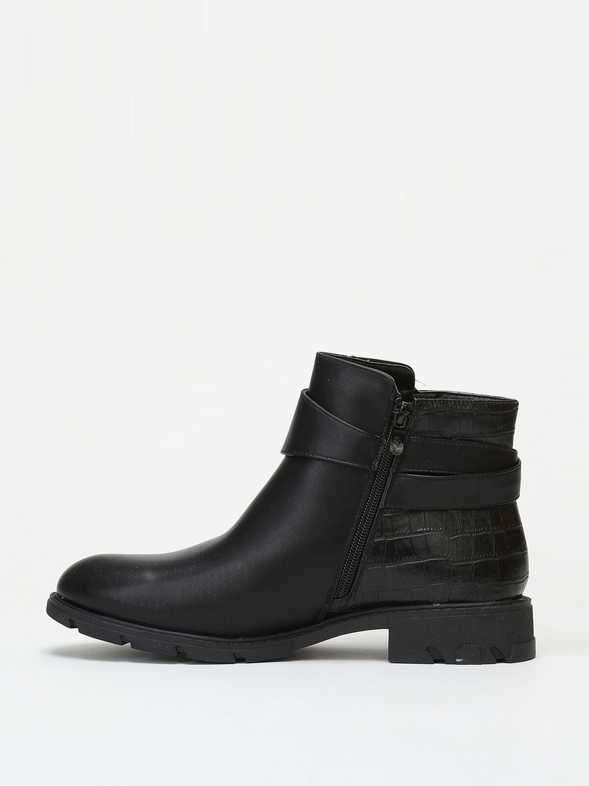 Bottines texturées à brides grandes tailles- Noir