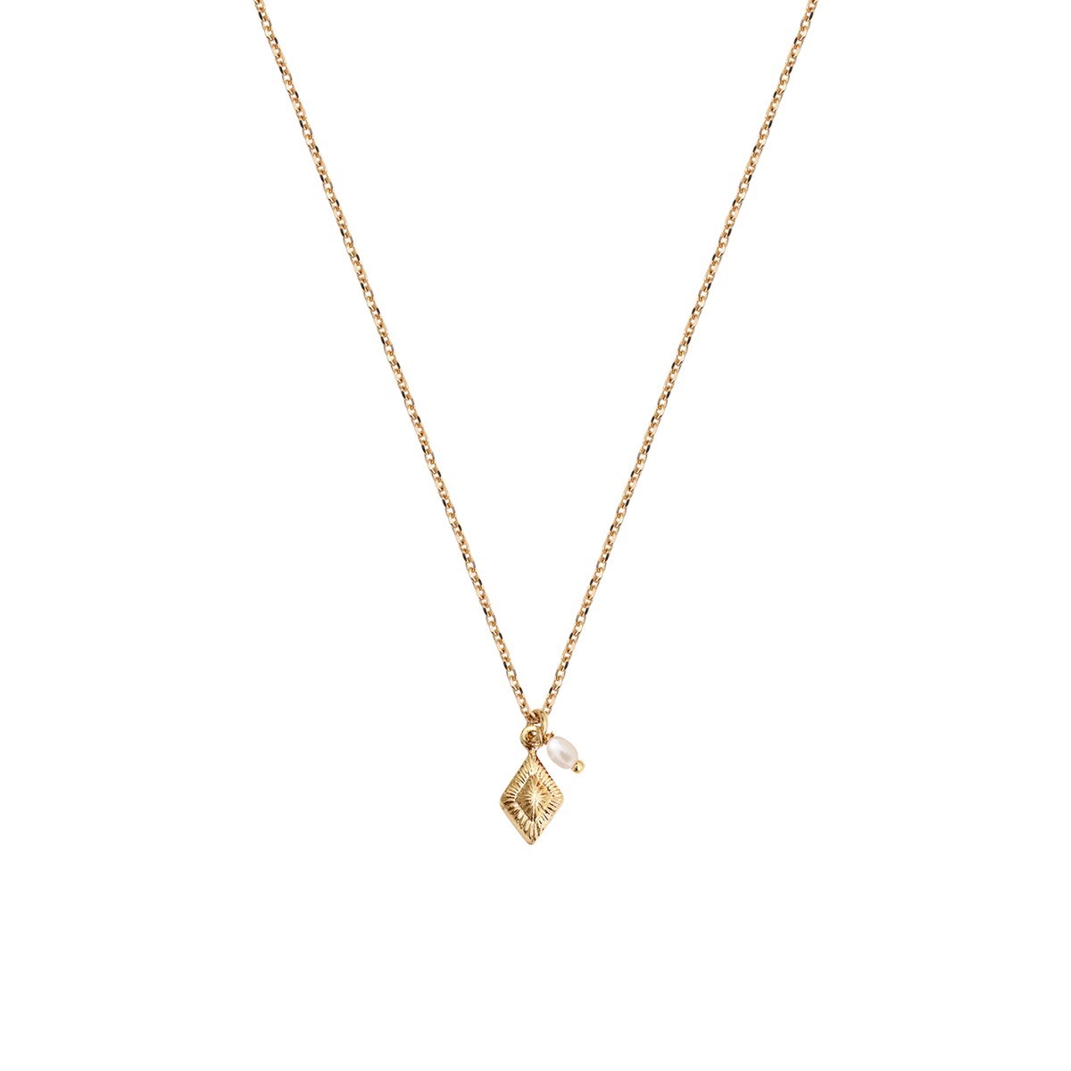 Collier médaille losange doré à l'or fin 24K NEW CLÉA