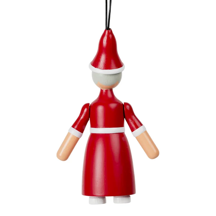 Kay Bojesen - Weihnachtsmann & Weihnachtsfrau Holz-Ornamente, rot / weiss (2er-Set)