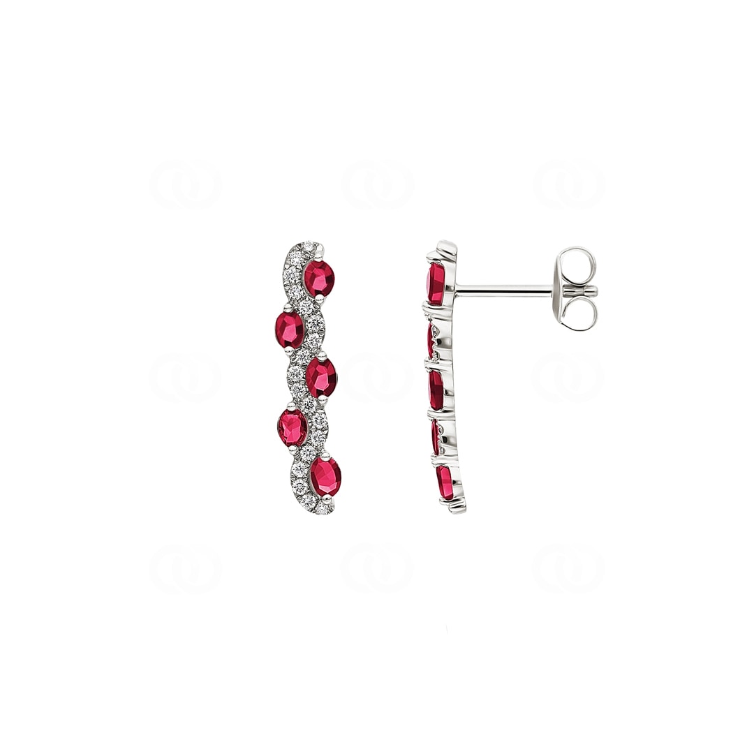 Ohrhänger 750/18 K Weissgold mit Diamanten 0.25 ct H/si & Rubinen