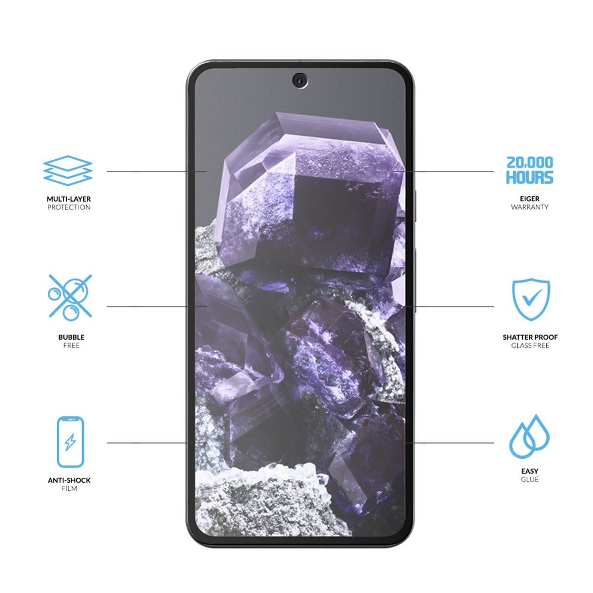 (2er Set) Google Pixel 8a Mountain H.I.T High Impact Triflex Panzerglas 2.5D Displayschutz Case Friendly (EGSP00963)