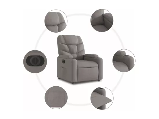 Fauteuil inclinable électrique taupe tissu