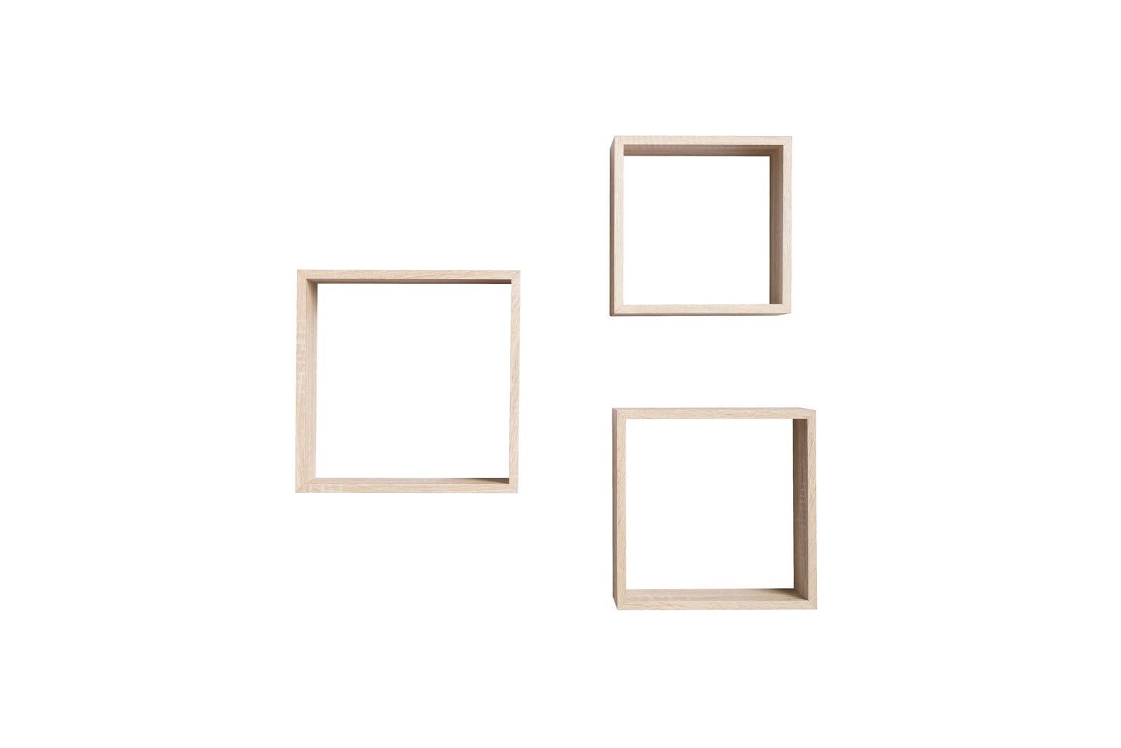 Wandregal Cub 3er-Set Braun 30x30/27x27/24x24 cm