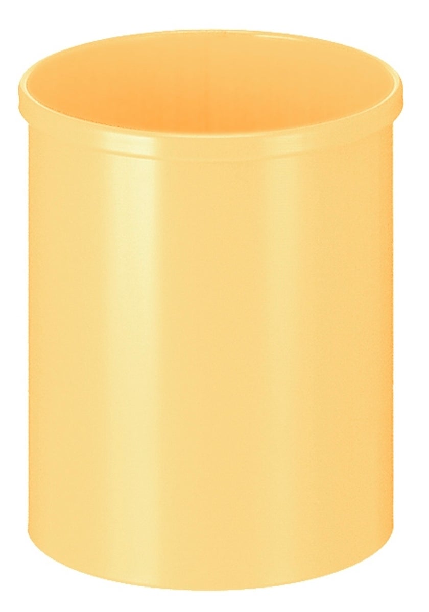 PROREGAL Stijlvolle ronde metalen prullenbak 15 liter HxØ 30,5 x 25,5 cm Geel