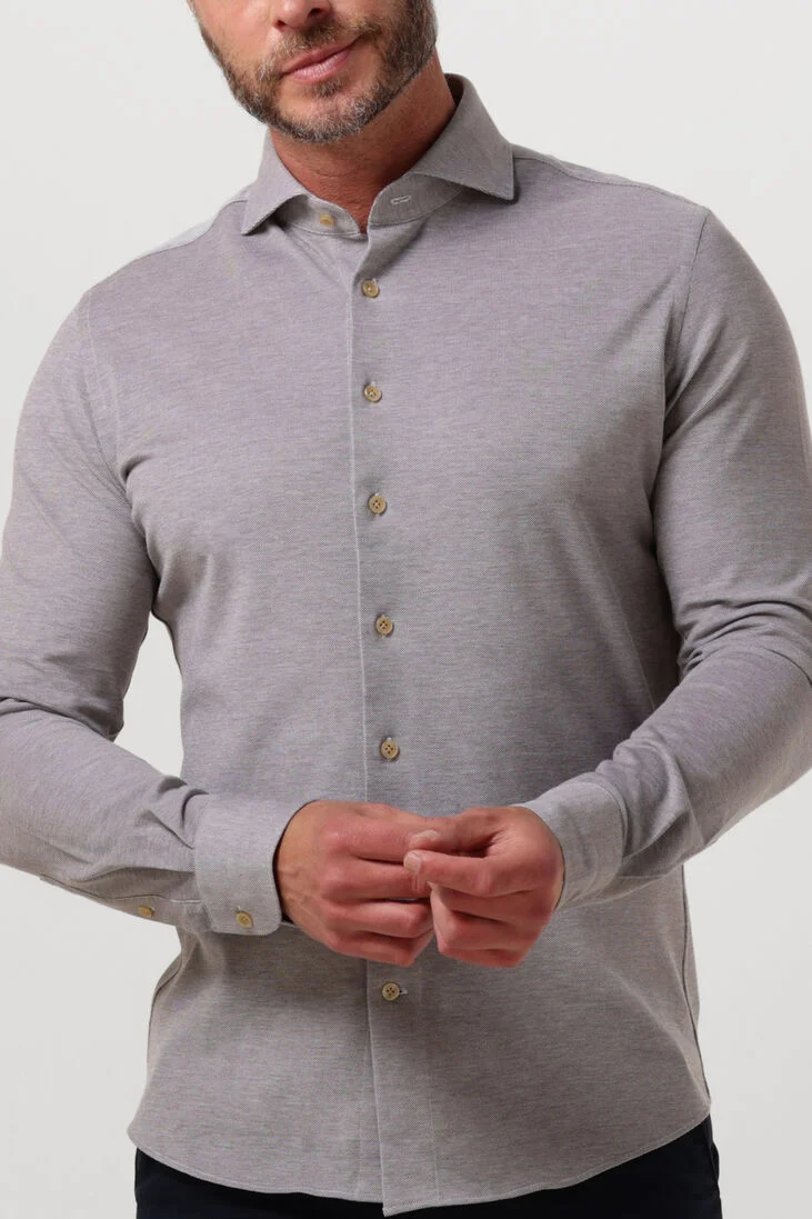 PROFUOMO taupe profuomo casual overhemd shirt x-cutaway sc sf