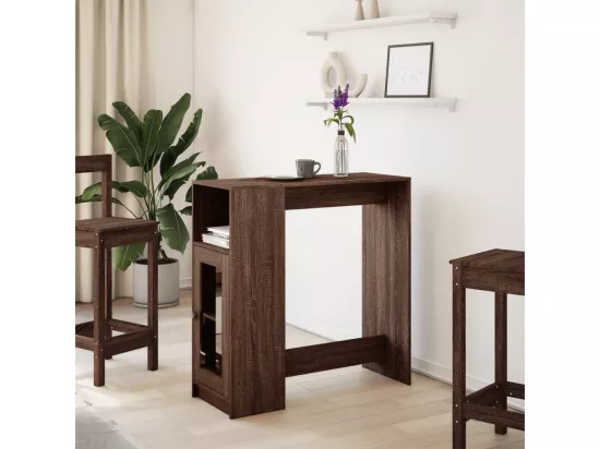 Table de bar avec étagères chêne marron bois d'ingénierie
